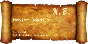 Mehler Bogát névjegykártya